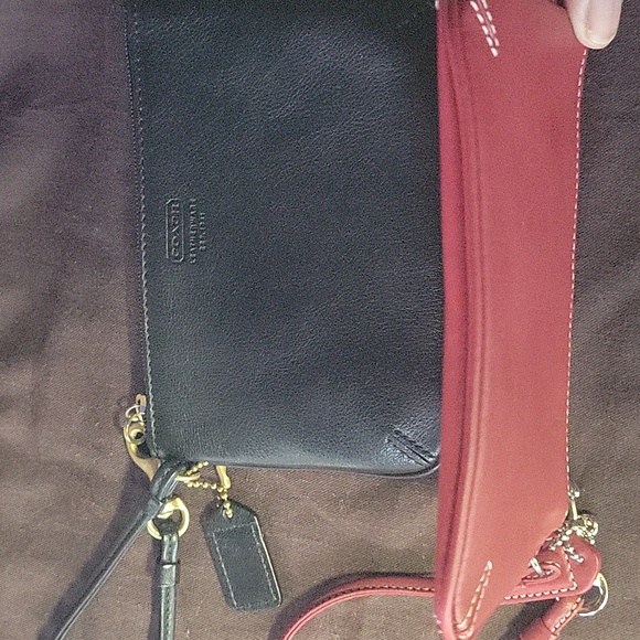 Black Coach & Red Coach Leather Skinny Wristlets